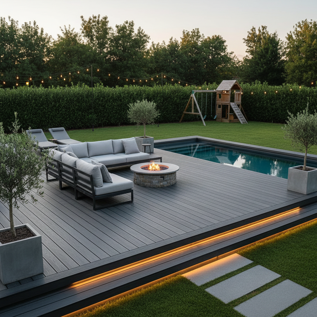 Eva-Last composite decking boards installed on outdoor deck